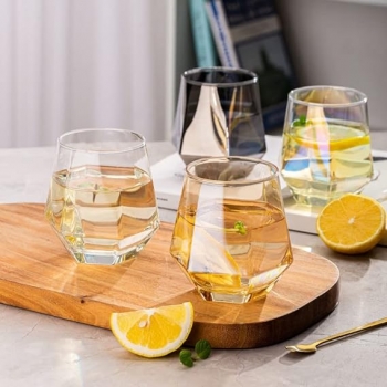 6Pcs+High+Quality+Creative+Amber+Hexagon+Shape+Red+Wine%2CJuice+Glass+Tumbler+Stemless+Geometry+Hexagon+Water+Glasses+Cup